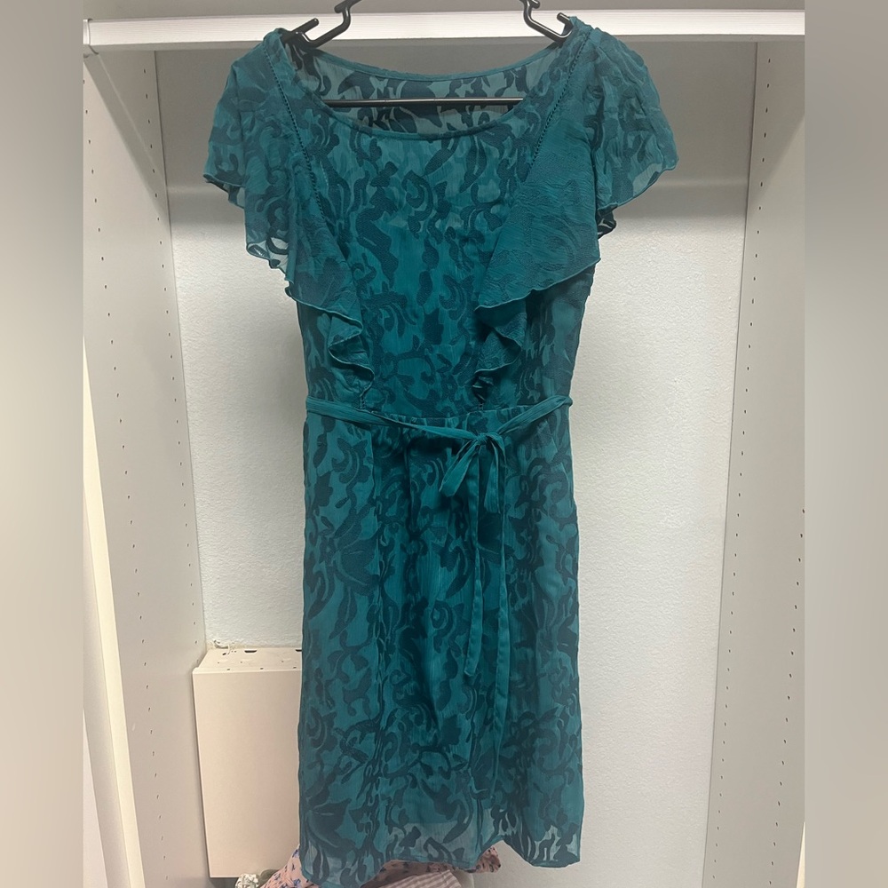 Anthropologie Moulinette Soeurs Teal Patterned Dress